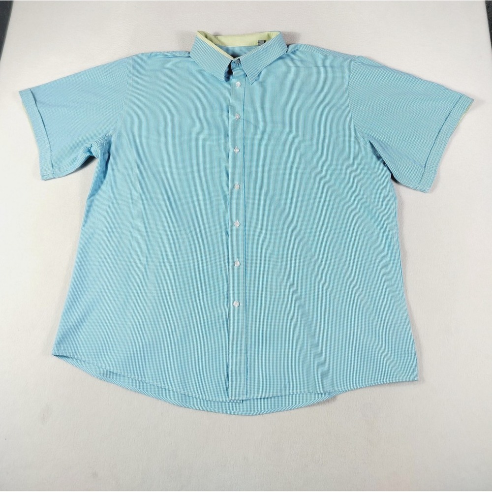 International Report‎ Shirt Mens 4XLT Blue Check Short Sleeve Button Big Tall